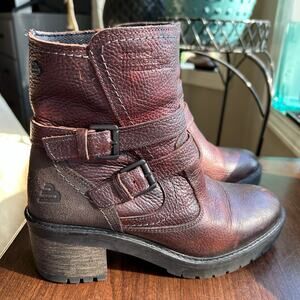 BULL BOXER 'Jade' Brown Leather Buckle Strap Moto Boots EUR 38 | US 8M